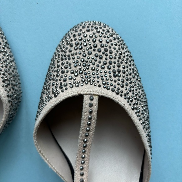 Rhinestone Studded T-strap Heels in Nude/Black/Pewter combination - Picture 7 of 7